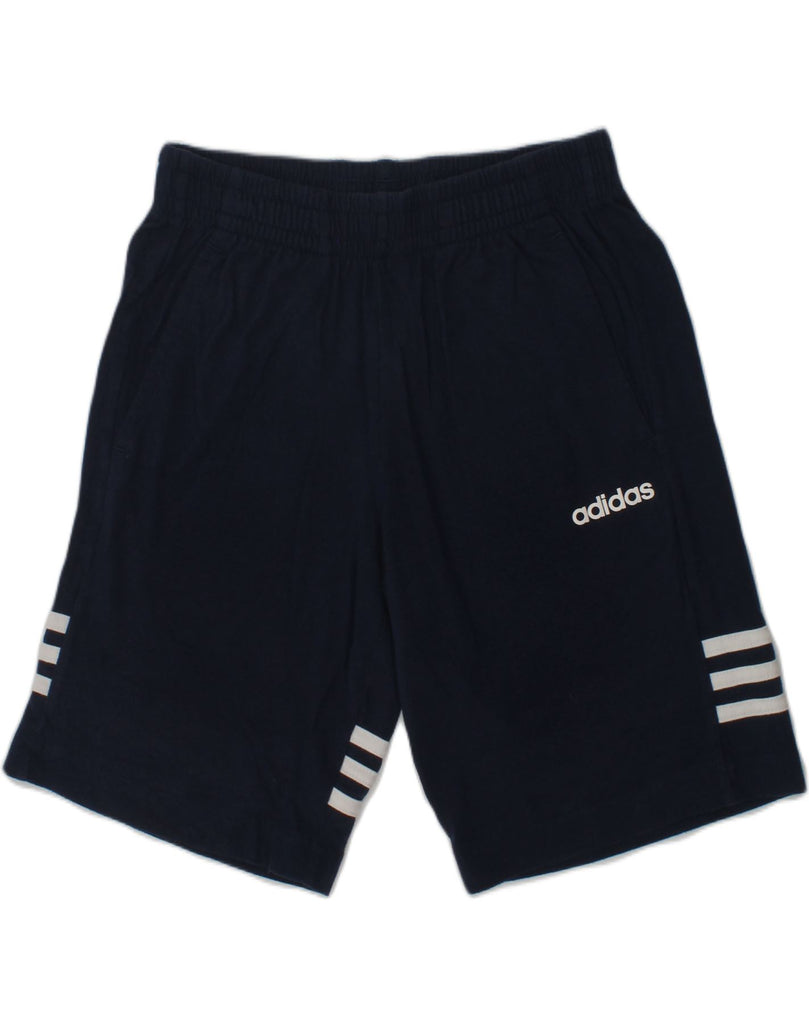 ADIDAS Boys Sport Shorts 7-8 Years Navy Blue Striped Cotton | Vintage Adidas | Thrift | Second-Hand Adidas | Used Clothing | Messina Hembry 