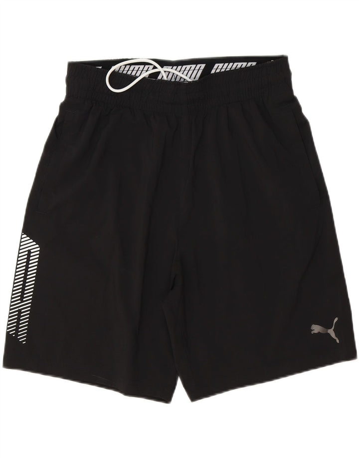 PUMA Mens Graphic Sport Shorts Medium Black Cotton