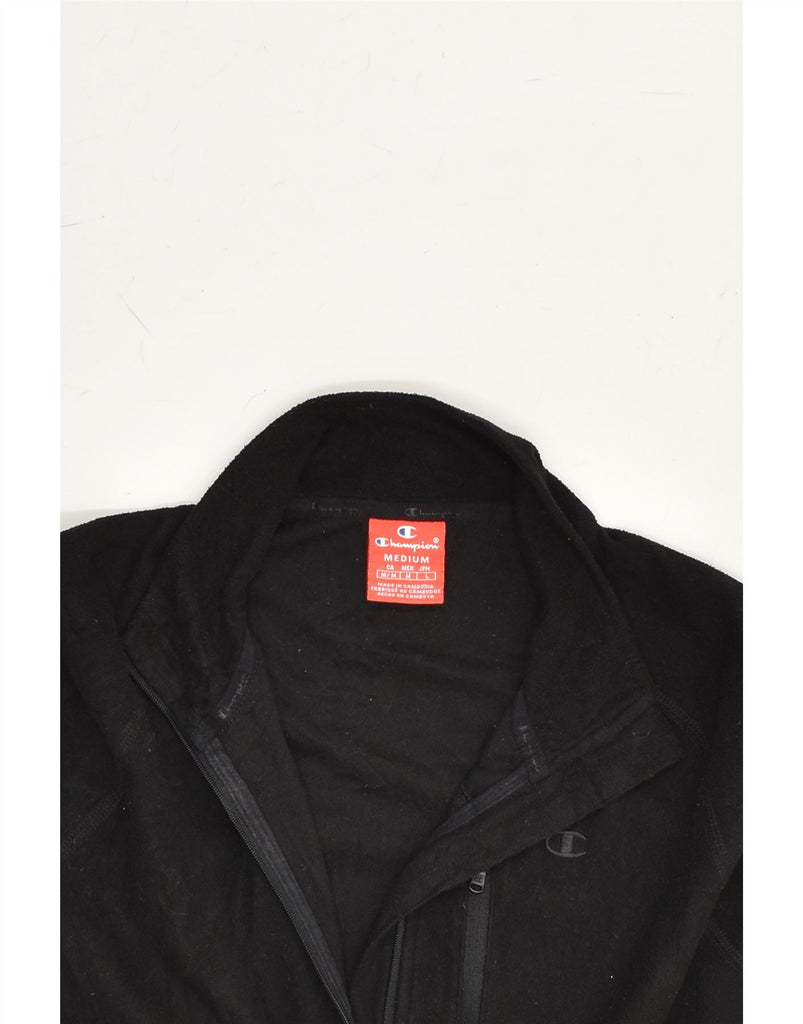 CHAMPION Mens Fleece Jacket UK 38 Medium Black Polyester | Vintage Champion | Thrift | Second-Hand Champion | Used Clothing | Messina Hembry 