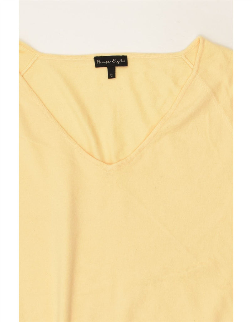 PHASE EIGHT Womens Oversized V-Neck Jumper Sweater UK 14 Medium Yellow | Vintage Phase Eight | Thrift | Second-Hand Phase Eight | Used Clothing | Messina Hembry 