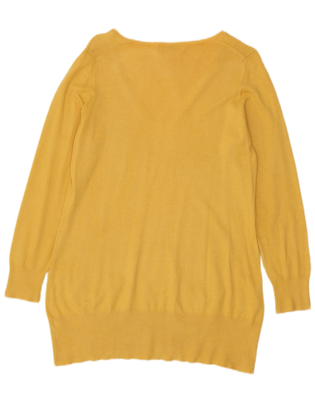Marks & Spencer Womens V-Neck Jumper Sweater UK 14 Medium Yellow Viscose