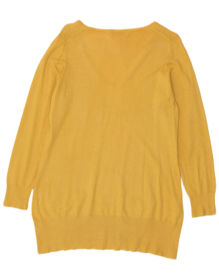 Marks & Spencer Womens V-Neck Jumper Sweater UK 14 Medium Yellow Viscose