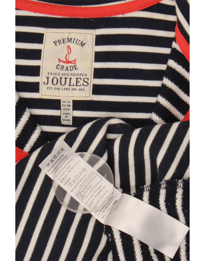 JOULES Womens Zip Neck Sweatshirt Jumper UK 12 Medium Navy Blue Striped