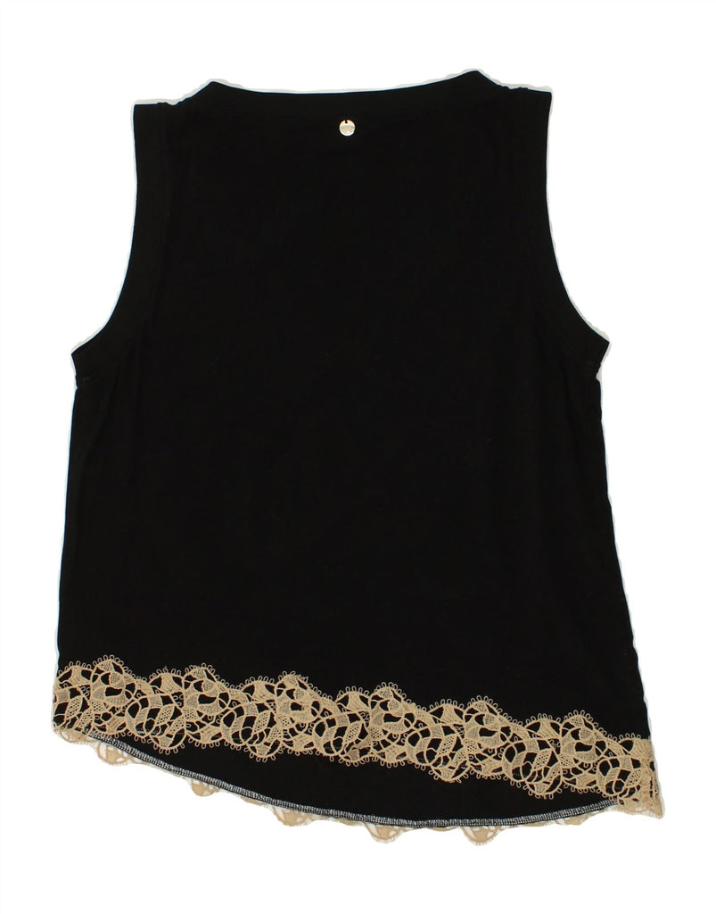 LIU JO Womens Asymmetric Vest Top UK 12 Medium Black | Vintage Liu Jo | Thrift | Second-Hand Liu Jo | Used Clothing | Messina Hembry 