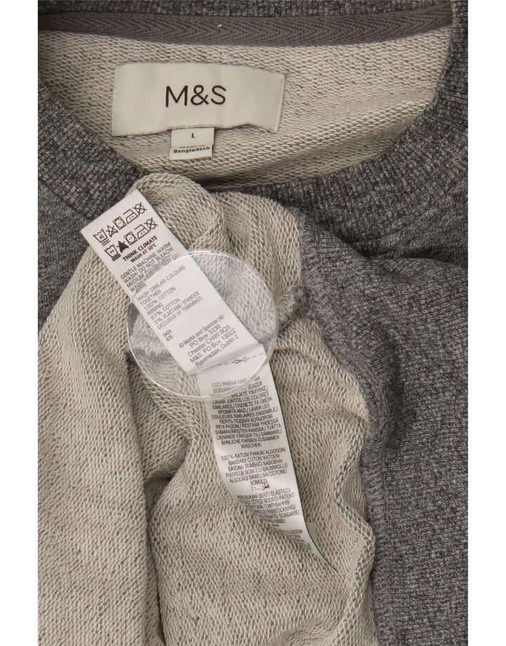 Marks & Spencer Mens Sweatshirt Jumper Large Grey Flecked Cotton