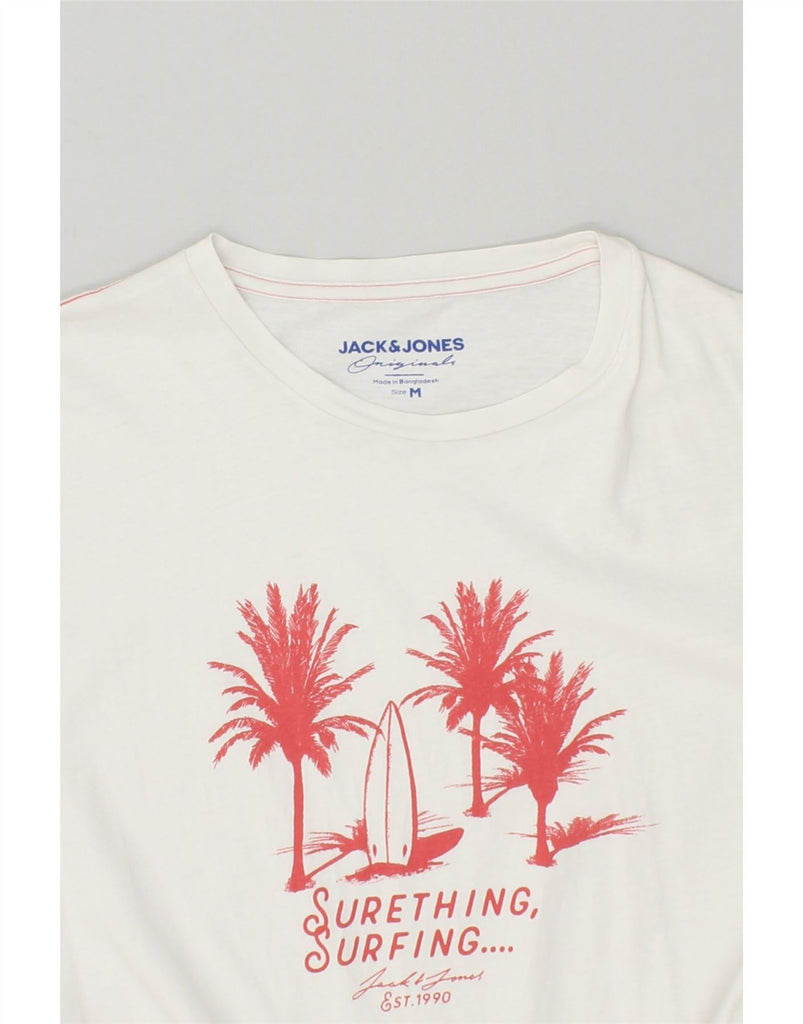 JACK & JONES Mens Graphic T-Shirt Top Medium White Cotton | Vintage Jack & Jones | Thrift | Second-Hand Jack & Jones | Used Clothing | Messina Hembry 