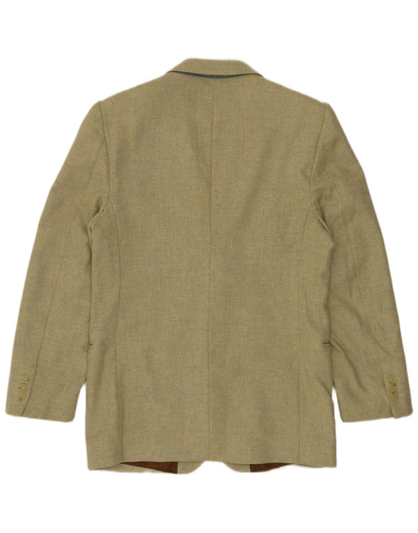 VINTAGE Mens 3 Button Blazer Jacket IT 46 Small Green Wool