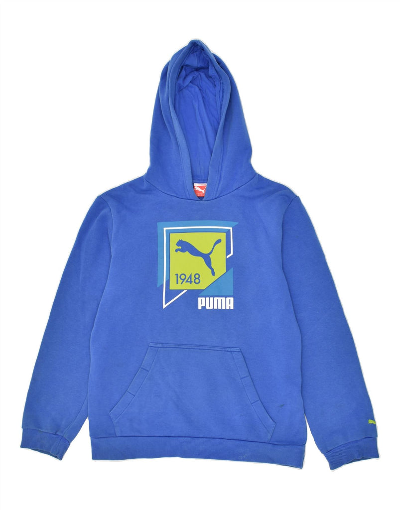 PUMA Boys Graphic Hoodie Jumper 13-14 Years XL Blue Cotton | Vintage Puma | Thrift | Second-Hand Puma | Used Clothing | Messina Hembry 