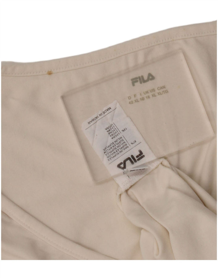 FILA Womens T-Shirt Top UK 16 Large Off White Nylon