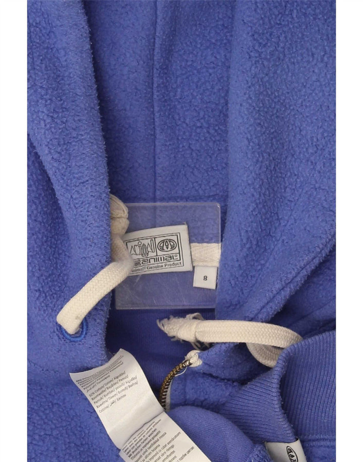 Animal Womens Hooded Fleece Jacket UK 8 Small Blue Polyester