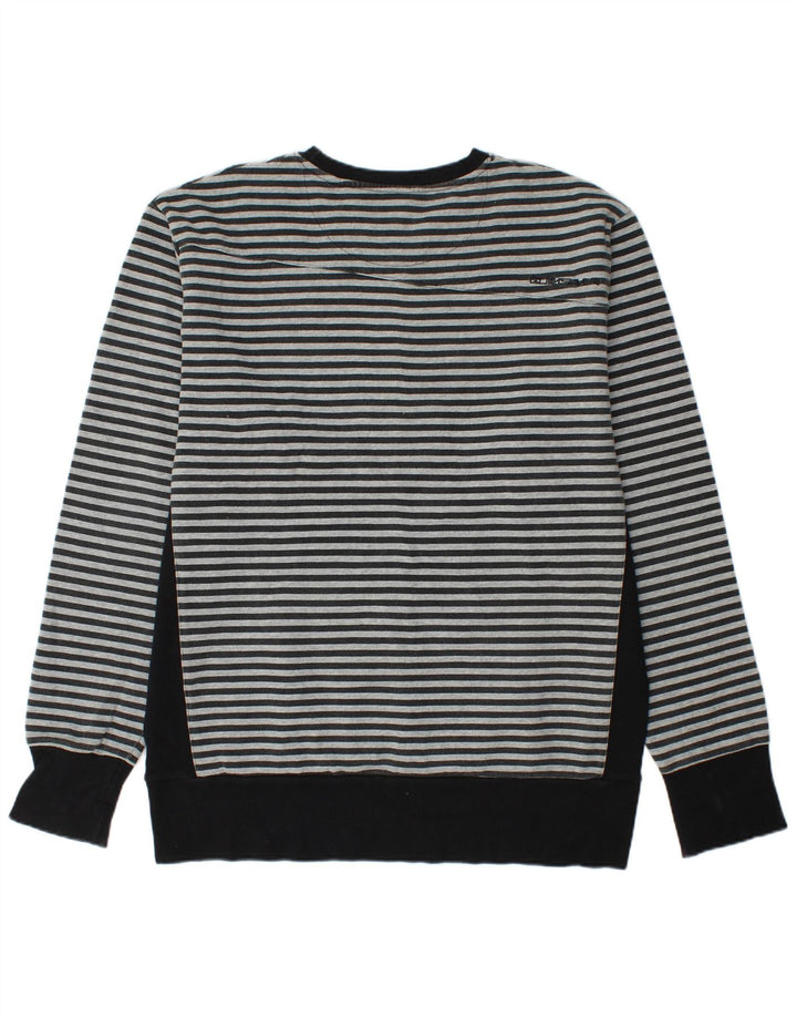 QUIKSILVER Mens Sweatshirt Jumper XL Black Striped Cotton