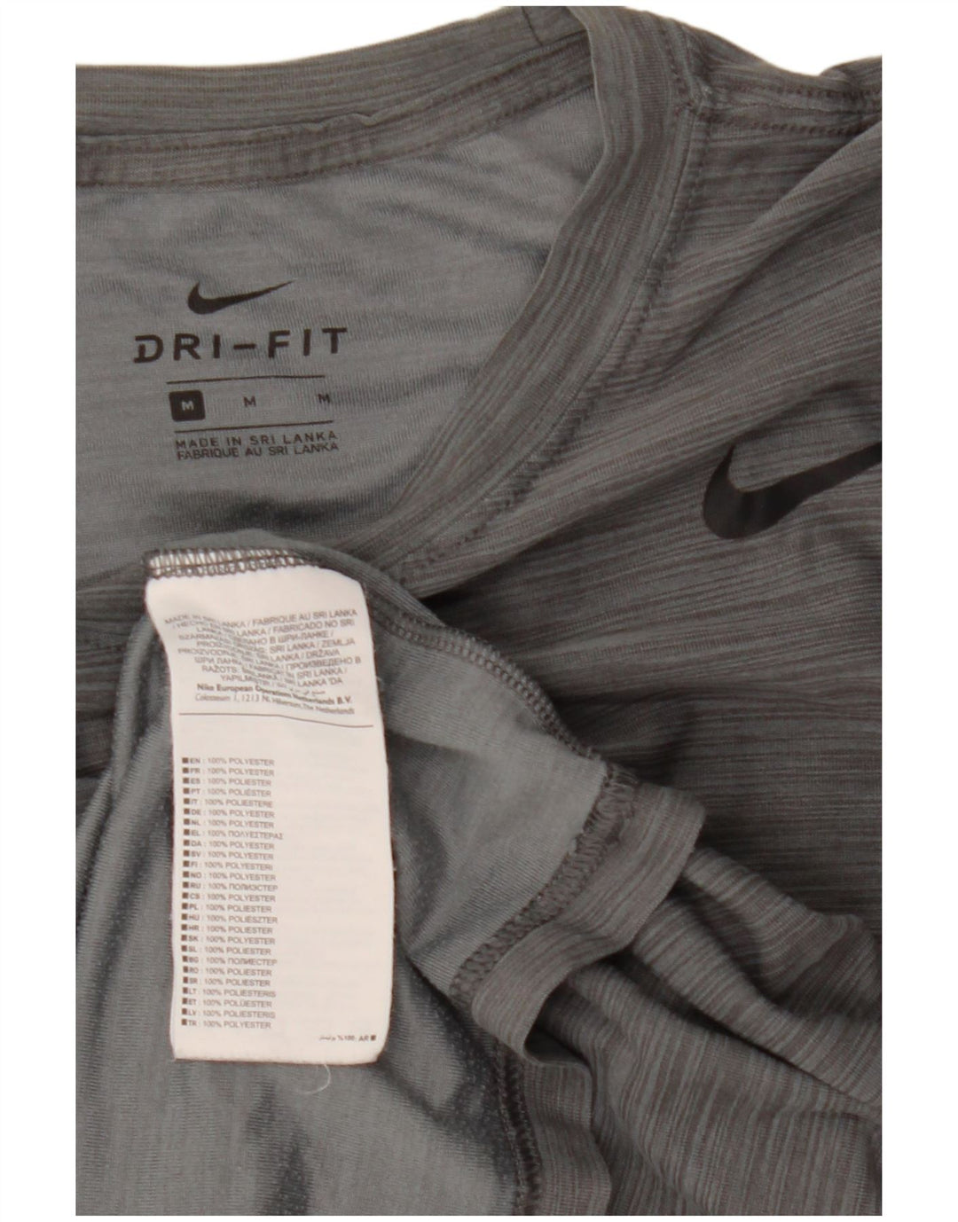 Nike Mens T-Shirt Top Medium Grey Striped Polyester
