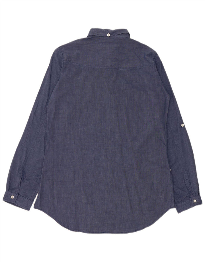 Brugi Womens Longline Pullover Shirt UK 16 Large Blue Cotton