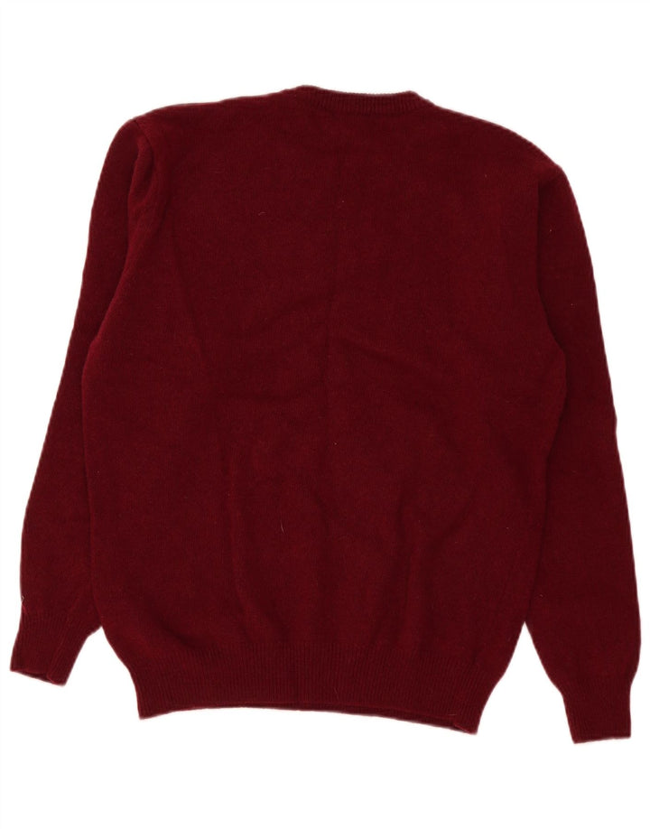 Old River Mens Crew Neck Jumper Sweater Medium Burgundy Virgin Wool