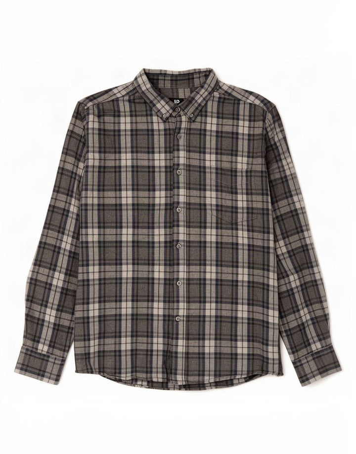Dack's Mens Regular Fit Flannel Shirt XL Grey Check Cotton