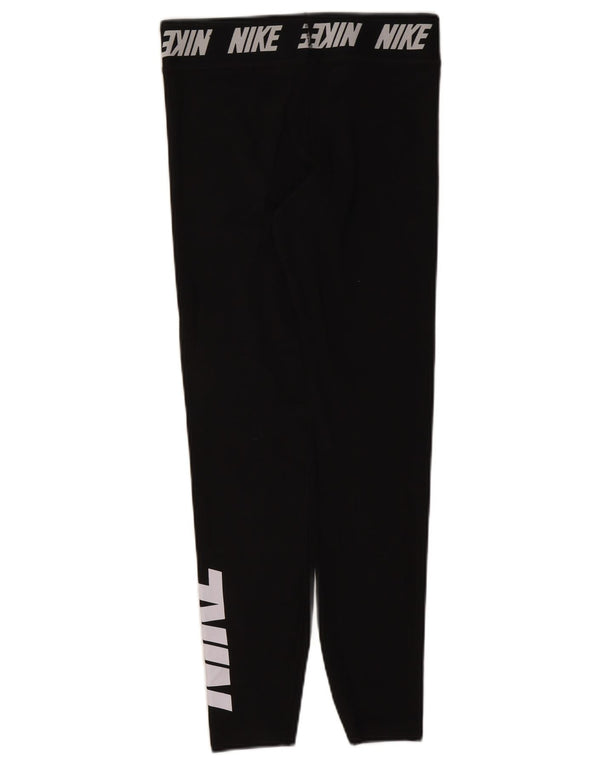 Nike Womens Graphic Leggings UK 12 Medium Black Cotton