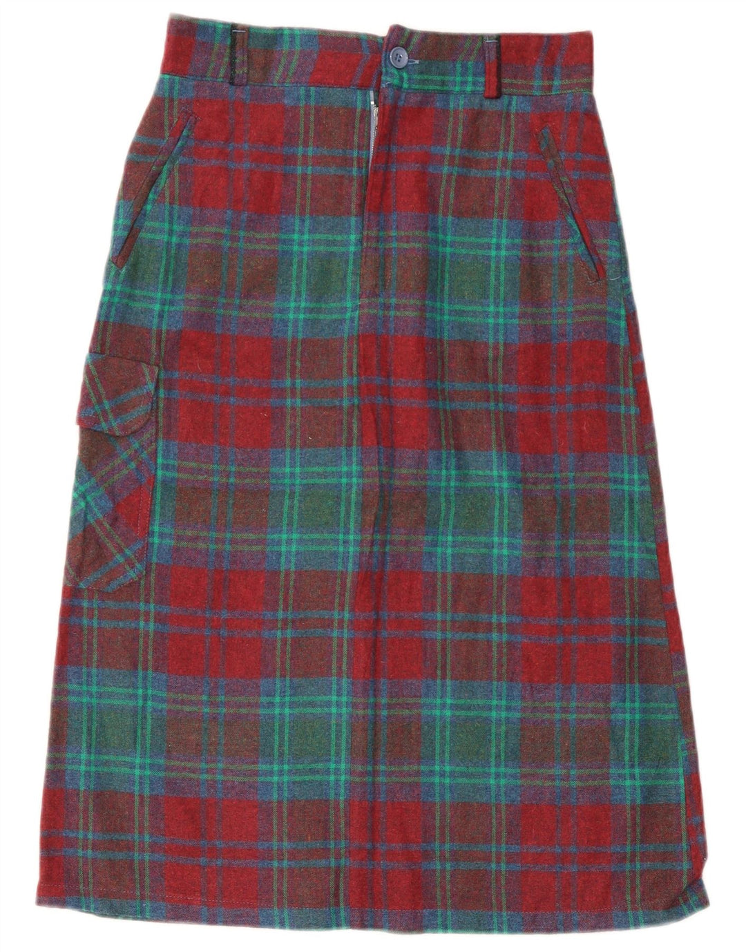 Vintage Womens Cargo Skirt IT 42 Medium W28  Red Check Wool