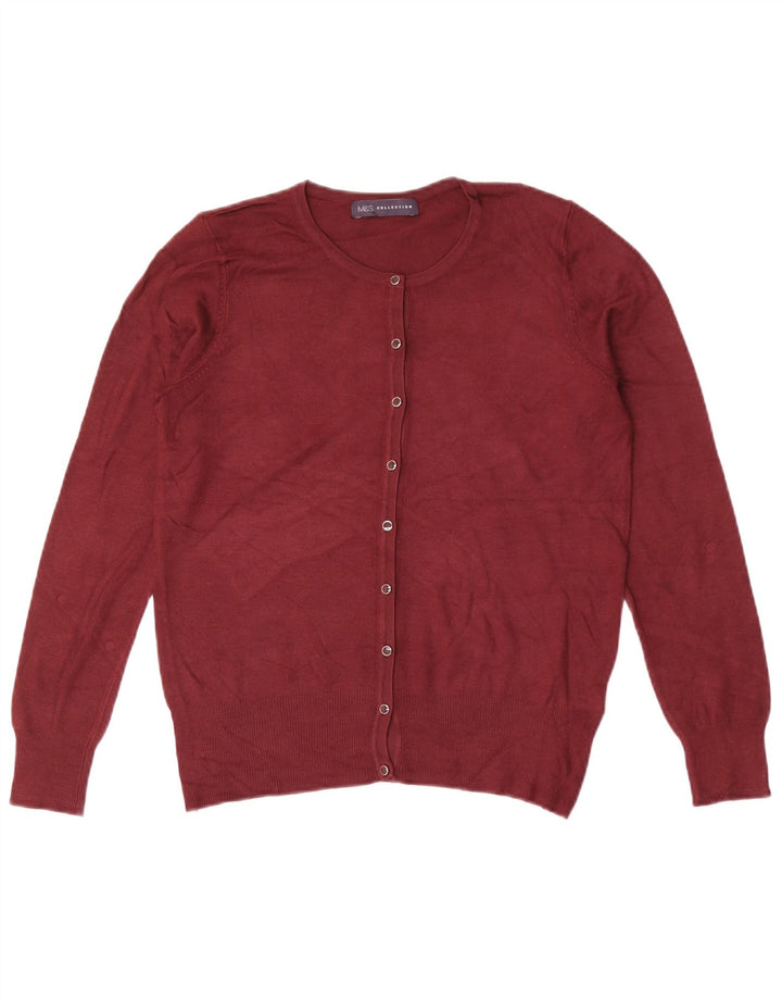 Marks & Spencer Womens Cardigan Sweater UK 10 Small Maroon Viscose