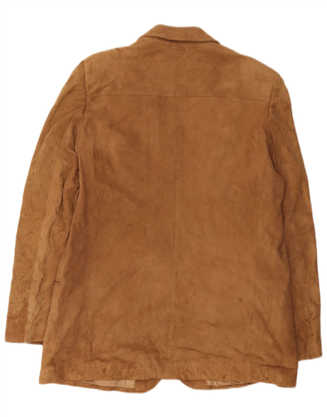 Anfor Womens Suede 2 Button Blazer Jacket IT 52 2XL Beige Leather
