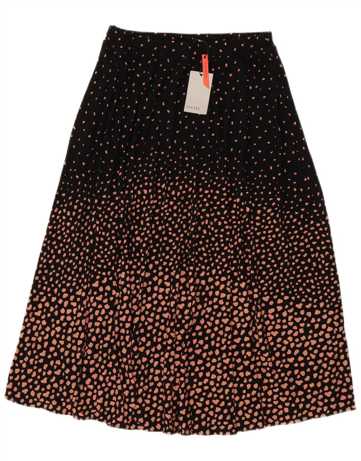 Oasis Womens Flared Skirt Medium W28  Black Spotted Polyester
