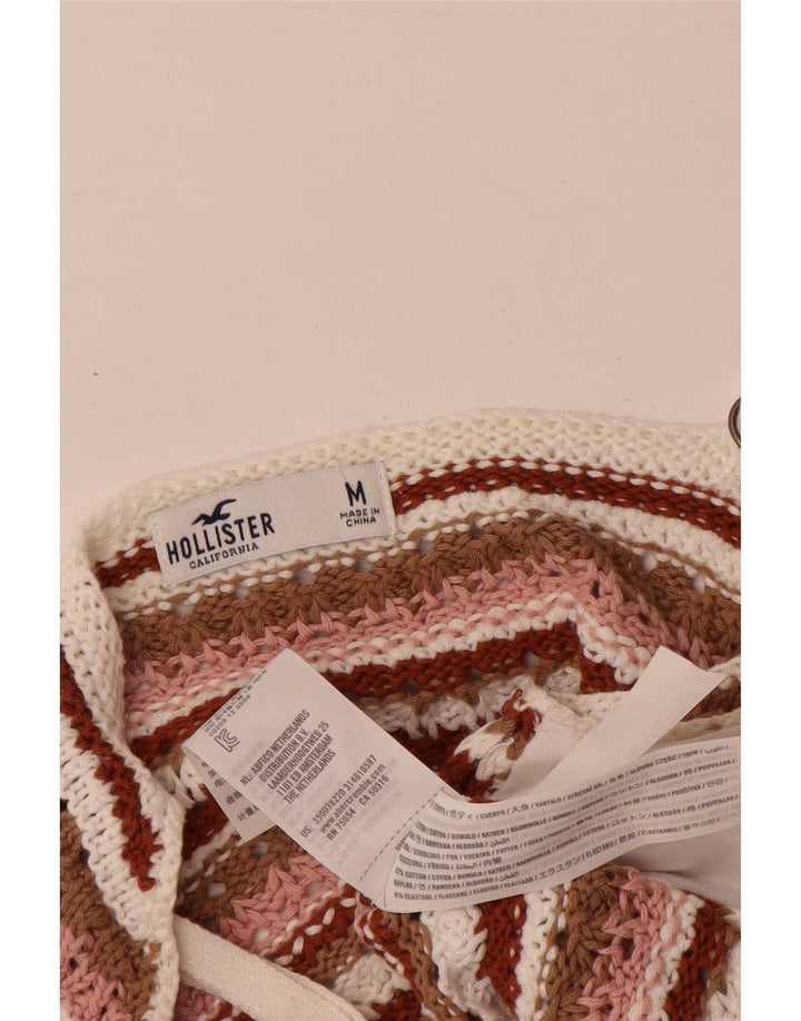 Hollister Womens Knit Crop Top UK 12 Medium Multicoloured Striped Cotton