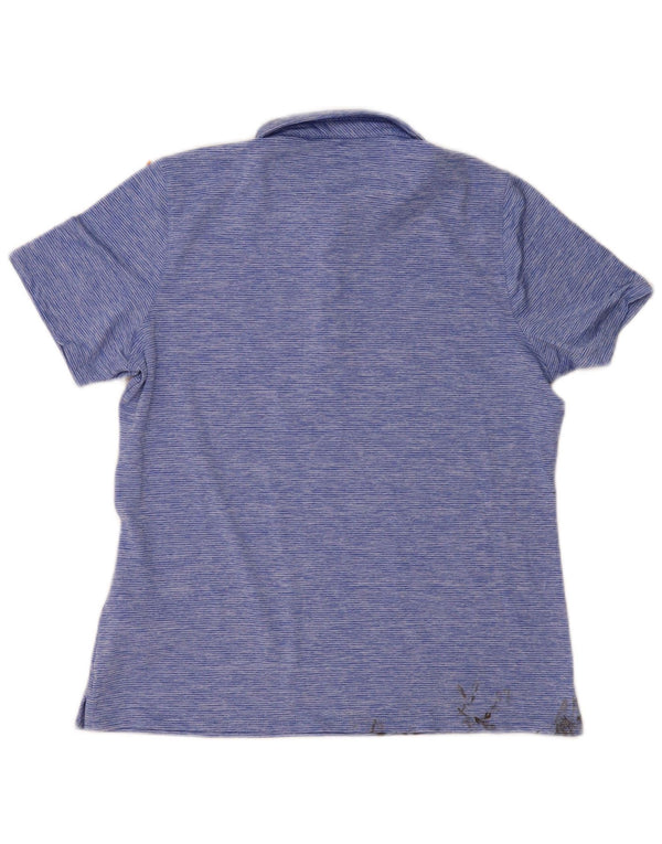 Vineyard Vines Womens Polo Shirt UK 14 Medium Blue Striped Polyester