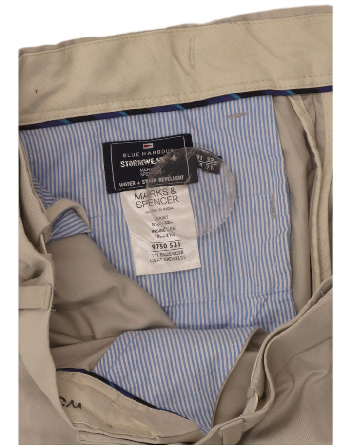 MARKS & SPENCER Womens Straight Chino Trousers W32 L31 Grey Cotton