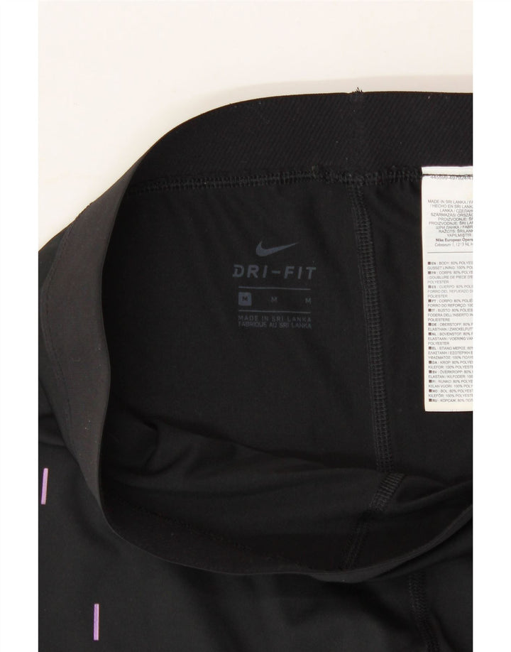 NIKE Womens Dri Fit Graphic Capri Leggings UK 12 Medium  Black Striped Vintage Nike and Second-Hand Nike from Messina Hembry 