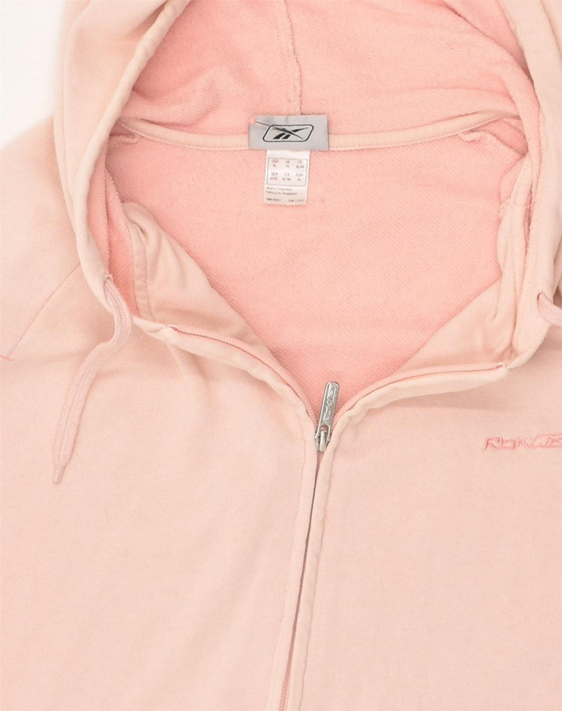 REEBOK Womens Zip Hoodie Sweater UK 16 Large  Pink Cotton | Vintage Reebok | Thrift | Second-Hand Reebok | Used Clothing | Messina Hembry 