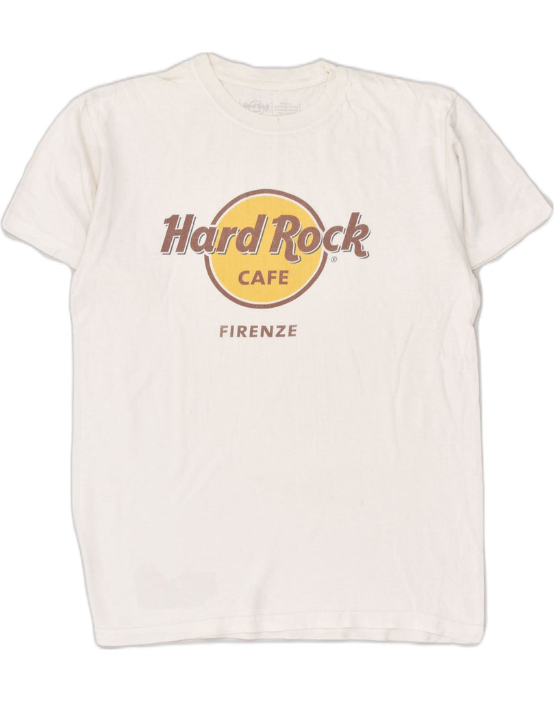 HARD ROCK CAFE Mens Firenze Graphic T-Shirt Top  Medium Off White Cotton | Vintage Hard Rock Cafe | Thrift | Second-Hand Hard Rock Cafe | Used Clothing | Messina Hembry 