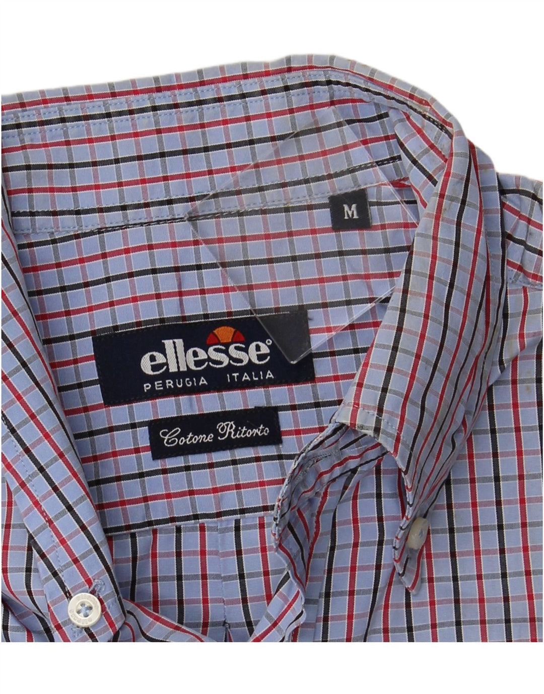 ELLESSE Mens Shirt Medium Blue Check Cotton