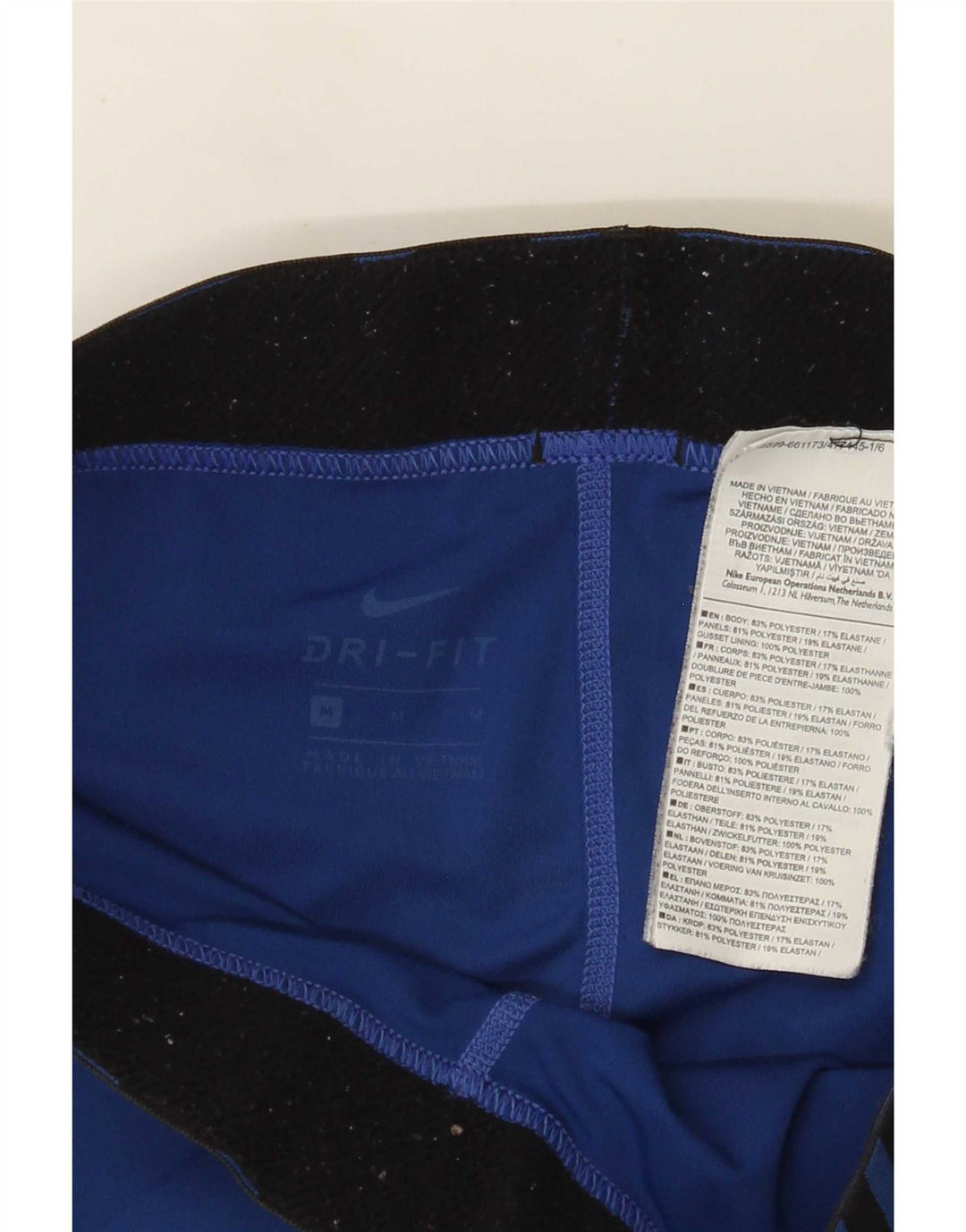 Nike Womens Dri Fit Graphic Leggings UK 12 Medium Blue Colourblock