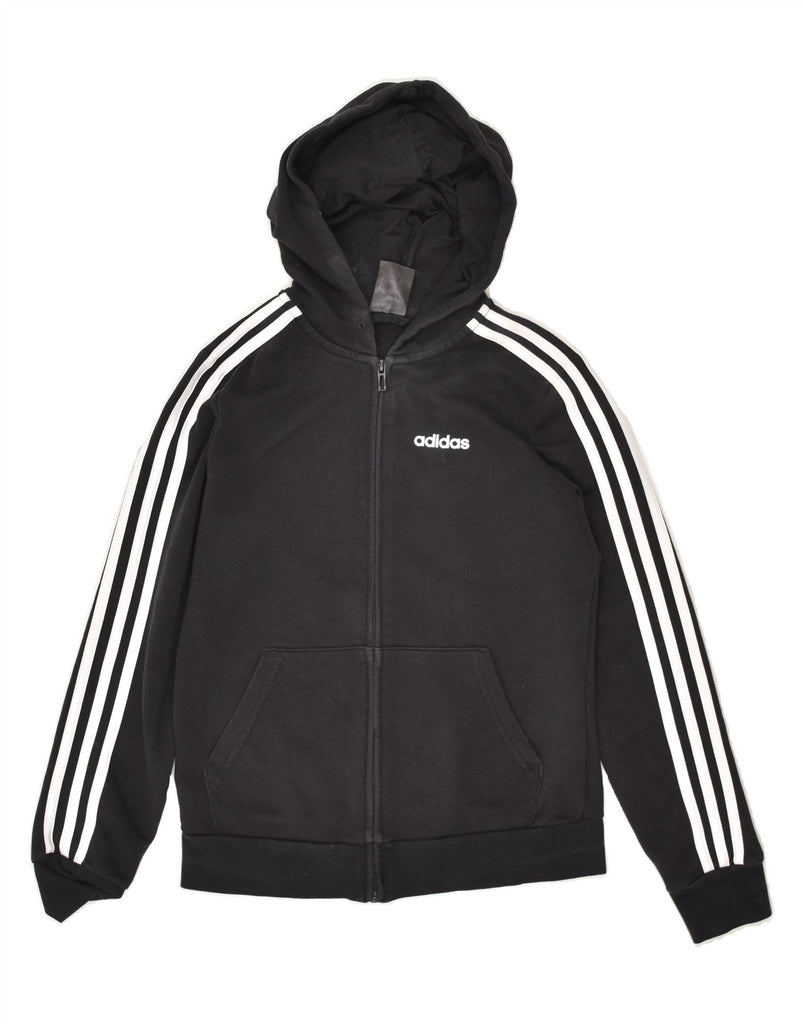 ADIDAS Boys Zip Hoodie Sweater 8-9 Years Black Cotton | Vintage Adidas | Thrift | Second-Hand Adidas | Used Clothing | Messina Hembry 