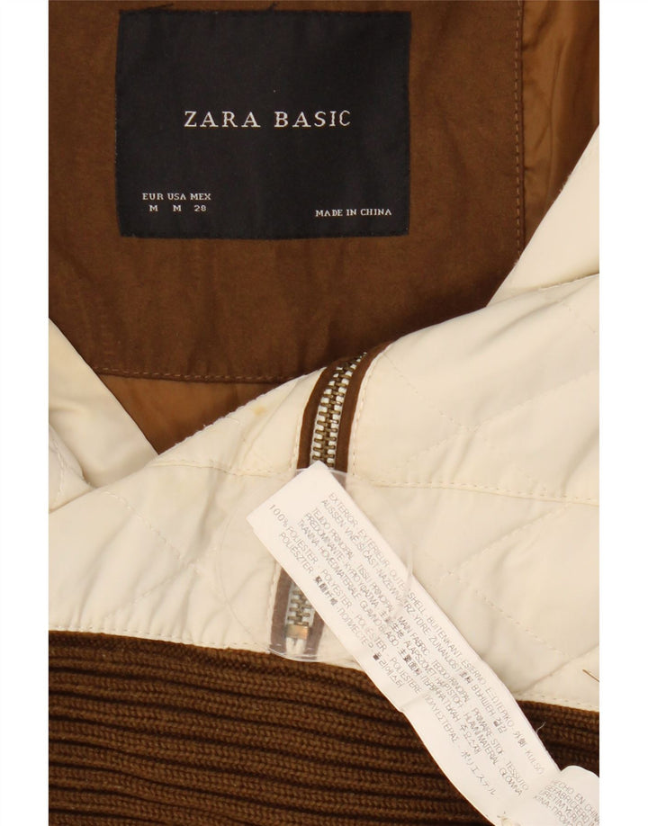 Zara Womens Quilted Gilet UK 12 Medium Off White Colourblock Polyester