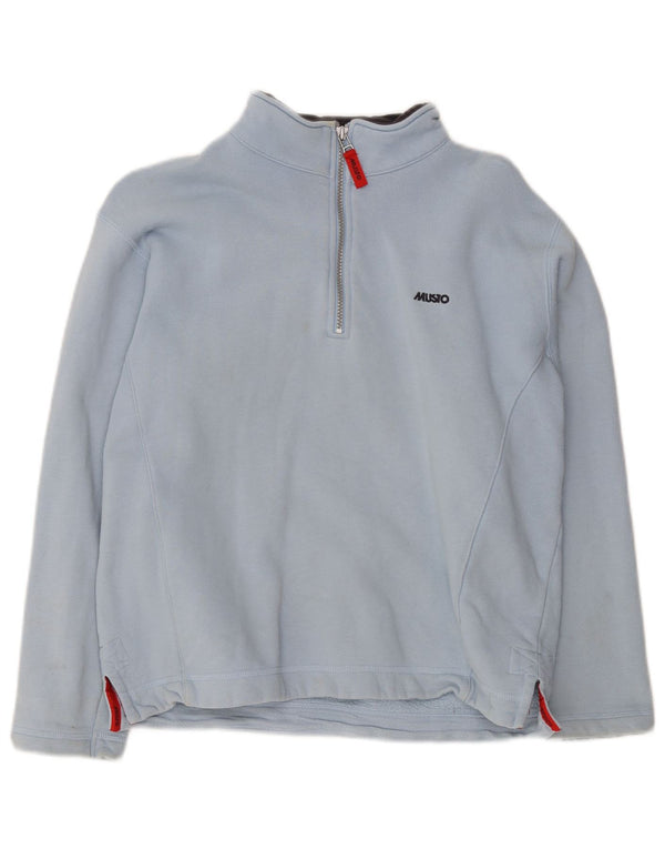 Musto Womens 1/4 Zip Sweatshirt Jumper UK 12 Medium Blue Cotton Sports