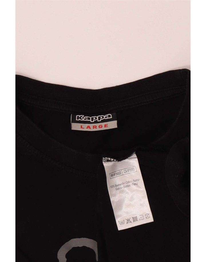 Kappa Mens Graphic T-Shirt Top Large Black Cotton