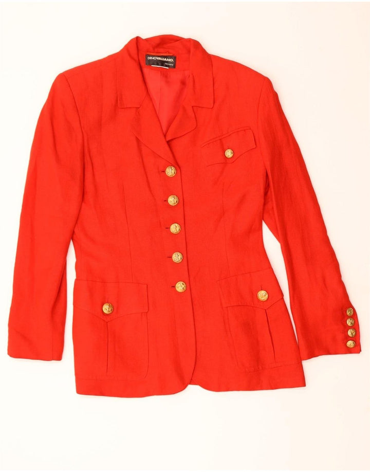 DINO VALIANO Womens 5 Button Blazer Jacket EU 36 Small Red Linen Vintage Dino Valiano and Second-Hand Dino Valiano from Messina Hembry 