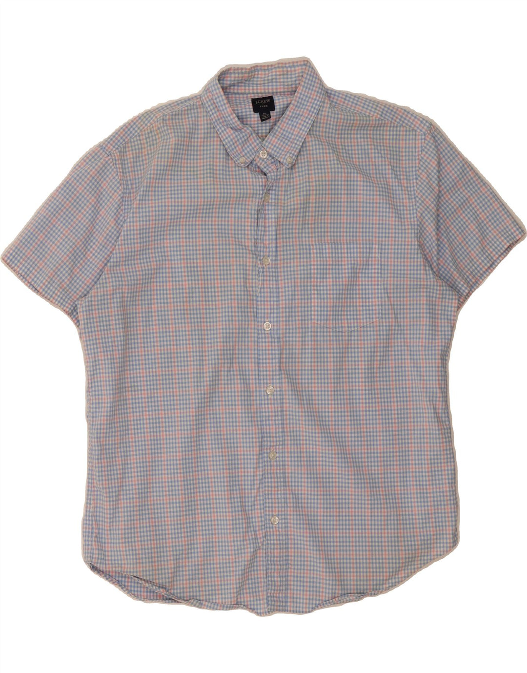 J. CREW Mens Flex Short Sleeve Shirt Size 17 1/2 XL Blue Gingham Cotton Vintage J. Crew and Second-Hand J. Crew from Messina Hembry 