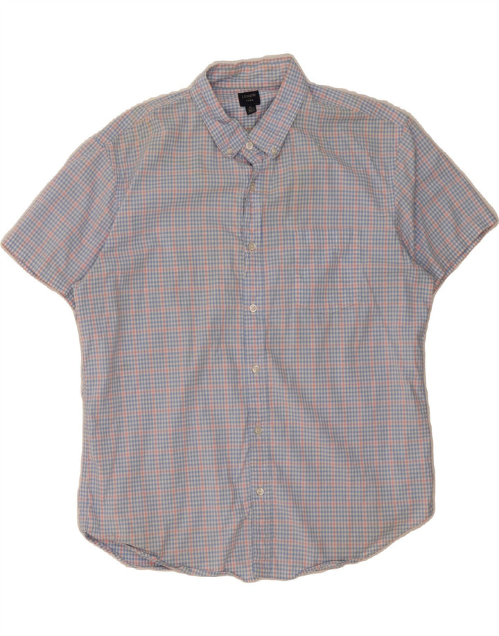 J. CREW Mens Flex Short Sleeve Shirt Size 17 1/2 XL Blue Gingham Cotton Vintage J. Crew and Second-Hand J. Crew from Messina Hembry 