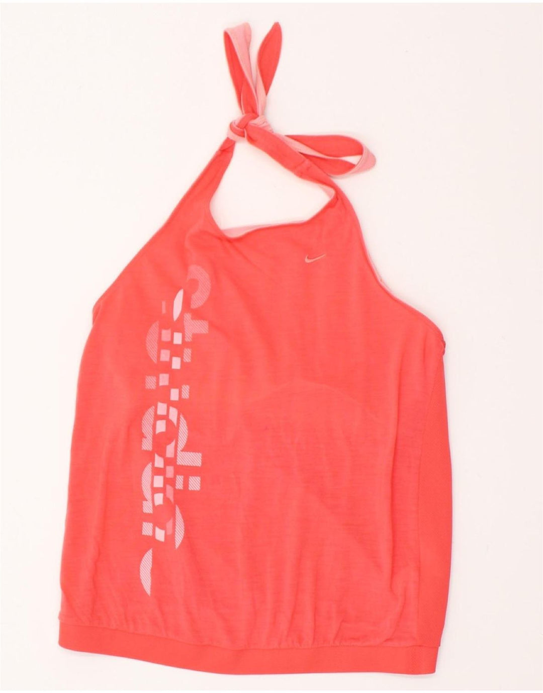 NIKE Womens Graphic Halter Top UK 8/10 Small Pink Polyester Vintage Nike and Second-Hand Nike from Messina Hembry 