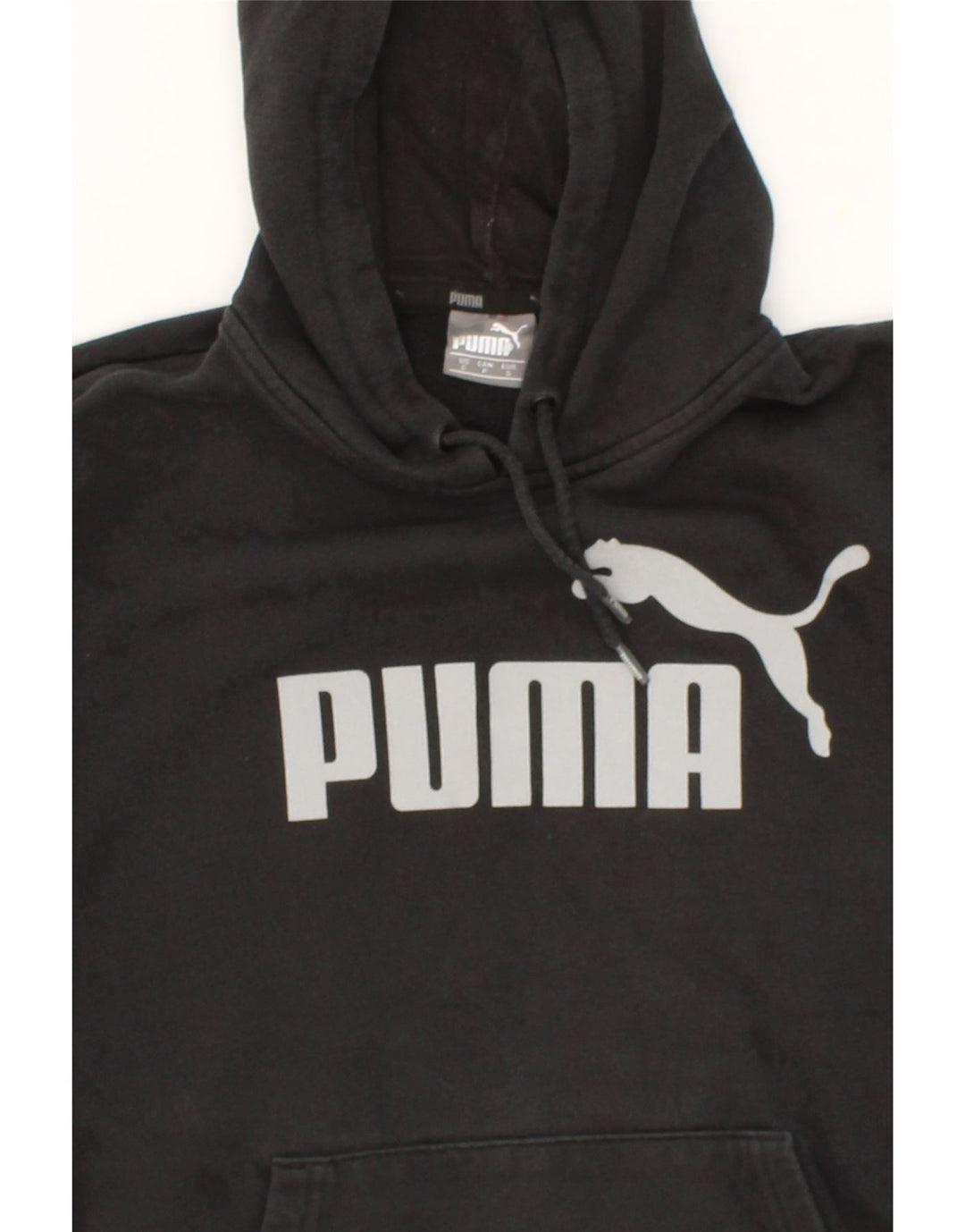 PUMA Mens Graphic Hoodie Jumper Small Black Cotton Vintage Puma and Second-Hand Puma from Messina Hembry 