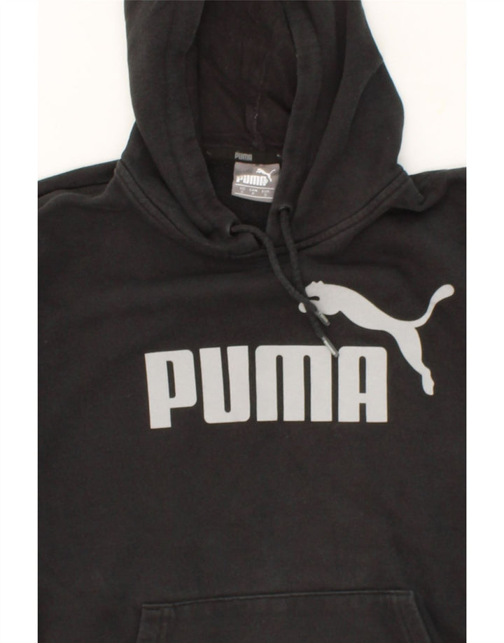 PUMA Mens Graphic Hoodie Jumper Small Black Cotton Vintage Puma and Second-Hand Puma from Messina Hembry 