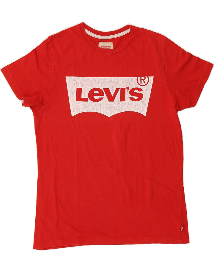 LEVI'S Boys Graphic T-Shirt Top 15-16 Years Red Cotton Vintage Levi's and Second-Hand Levi's from Messina Hembry 