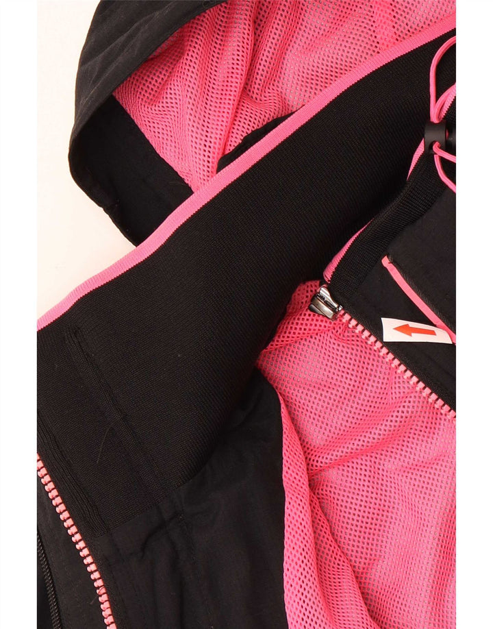 Superdry Womens Hooded Rain Jacket UK 14 Large Black Nylon