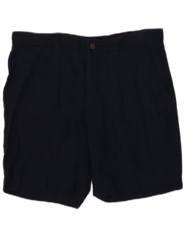 Zara Womens Chino Shorts Large W32  Navy Blue Linen