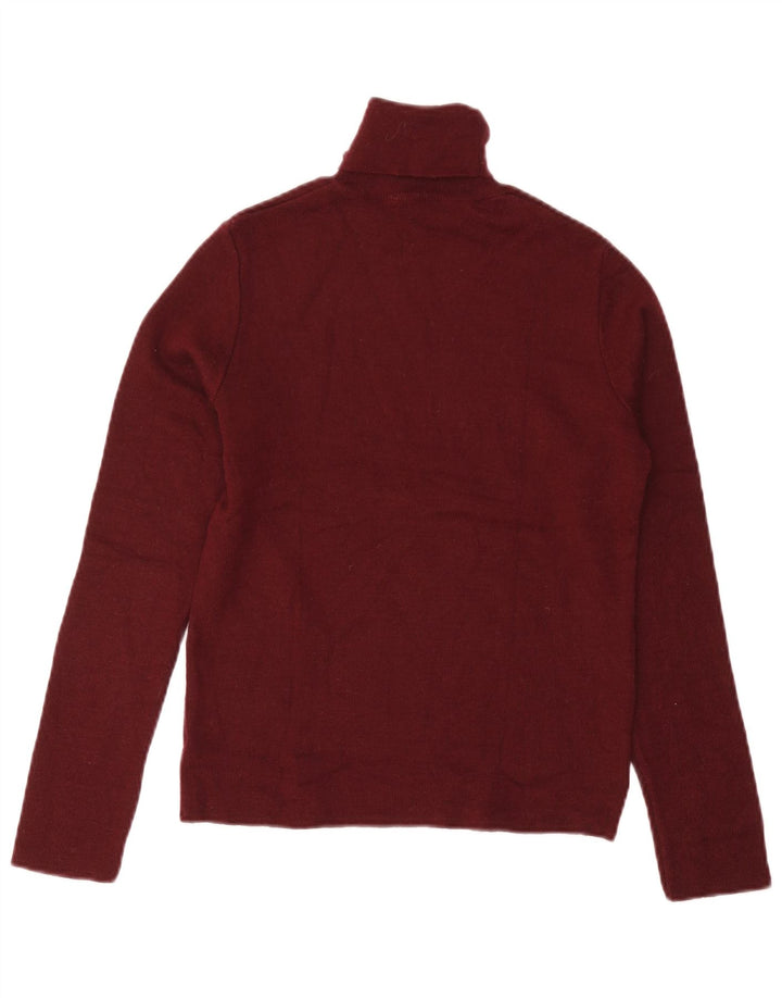 Zara Womens Roll Neck Jumper Sweater UK 12 Medium Burgundy Wool