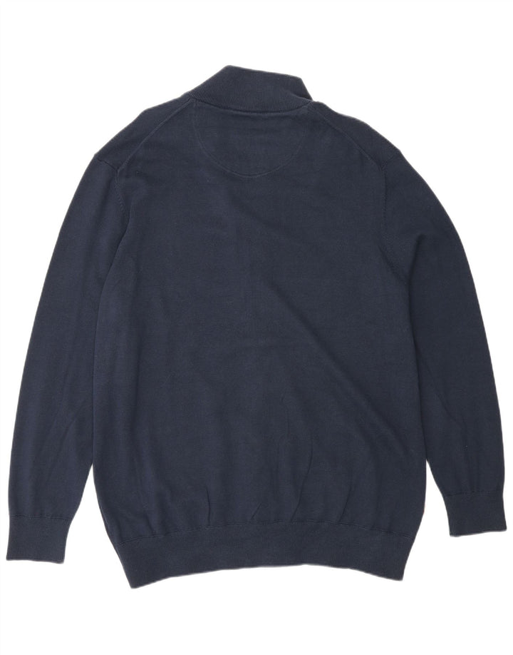 Timberland Mens Full Zip Cardigan Sweater Large Navy Blue Cotton