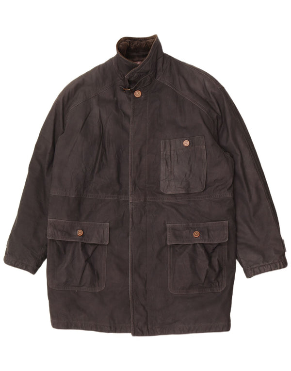 Vintage Mens Leather Coat UK 40 Large Black Leather