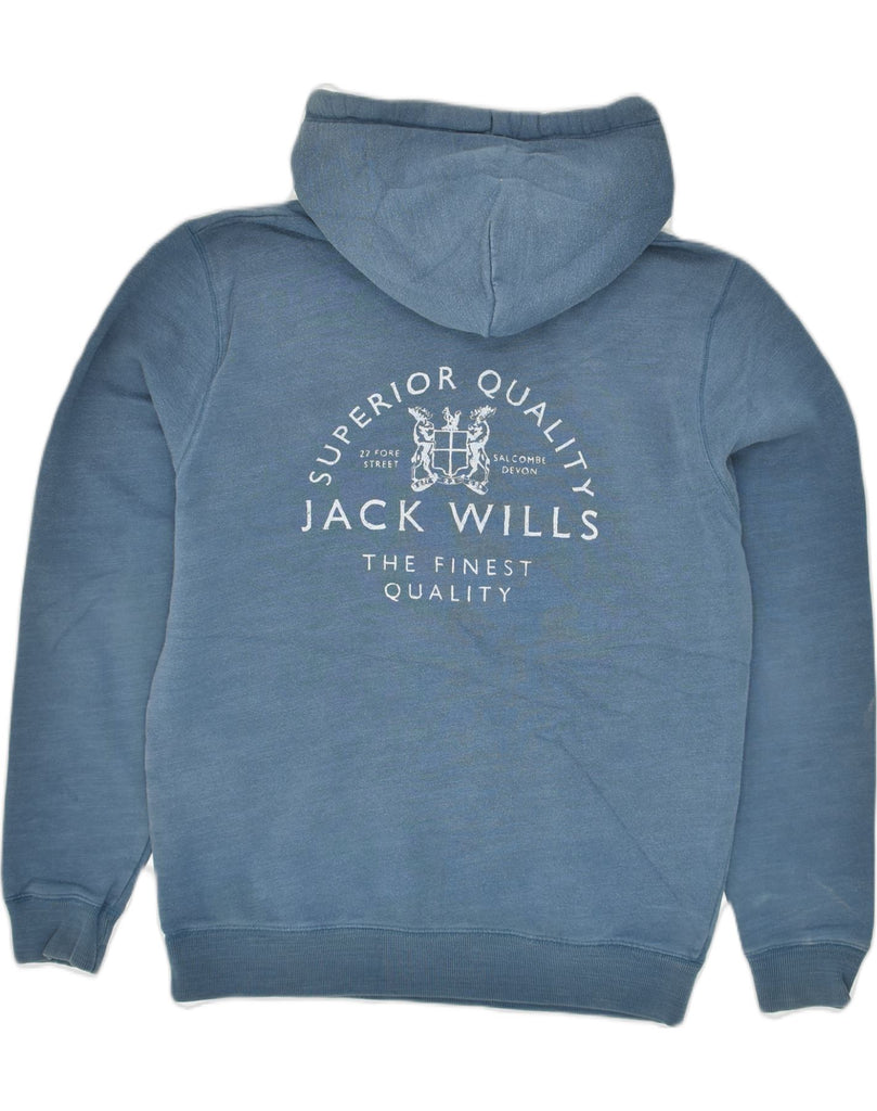 JACK WILLS Mens Graphic Hoodie Jumper Small Blue Cotton | Vintage Jack Wills | Thrift | Second-Hand Jack Wills | Used Clothing | Messina Hembry 