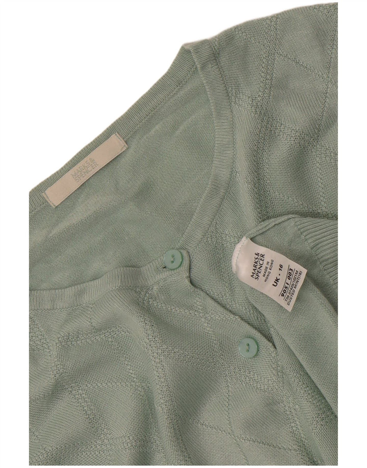 Marks & Spencer Womens Cardigan Sweater UK 16 Large Green Argyle/Diamond